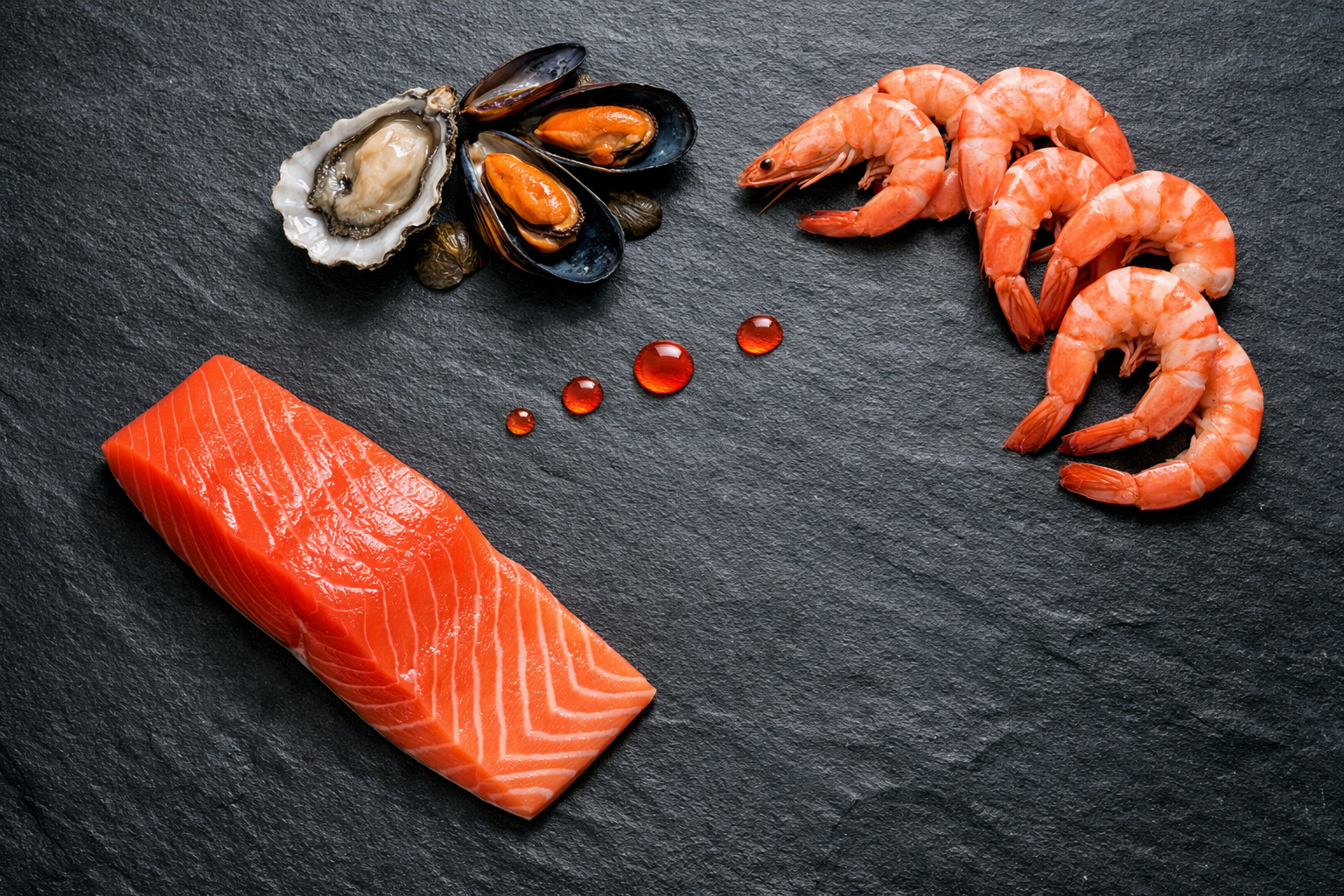 Salmon, udang, dan kerang sebagai sumber alami astaxanthin
